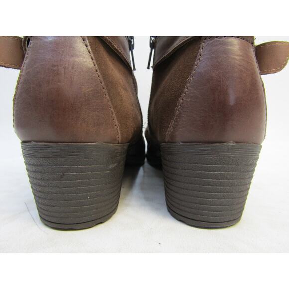 Boc Womens Size 7.5 M Brown Leather Zip Buckle Ankle Fashion Boots Bootie - Picture 8 of 11